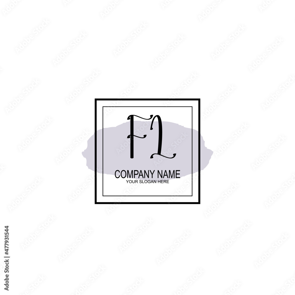 Letter FL minimalist wedding monogram vector