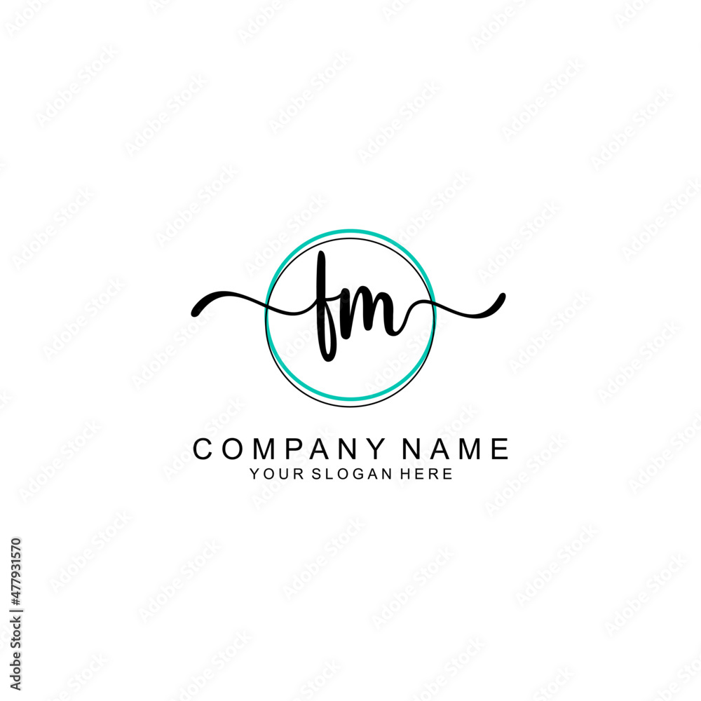 FM Initial handwriting logo with circle hand drawn template vector FM Initial handwriting logo with circle hand drawn template vector