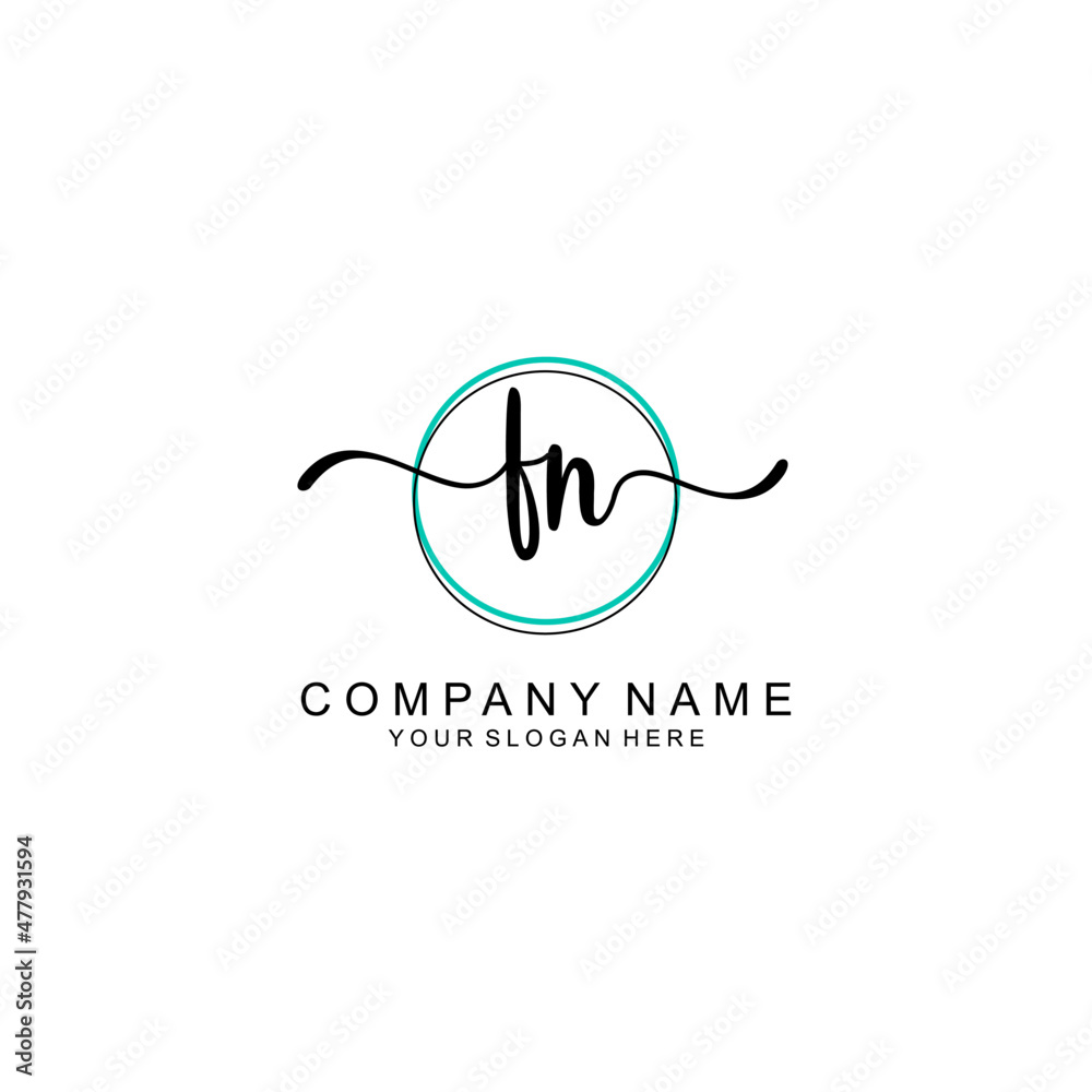 FN Initial handwriting logo with circle hand drawn template vector FN Initial handwriting logo with circle hand drawn template vector