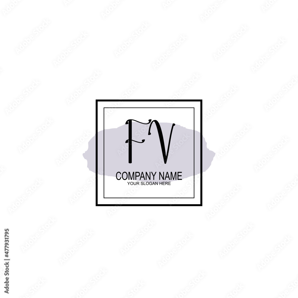 Letter FV minimalist wedding monogram vector