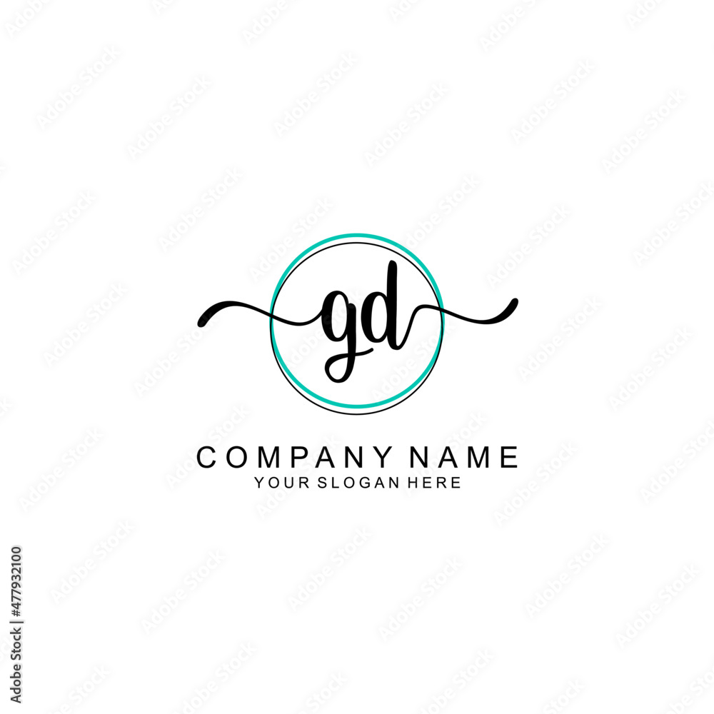 GD Initial handwriting logo with circle hand drawn template vector GD Initial handwriting logo with circle hand drawn template vector