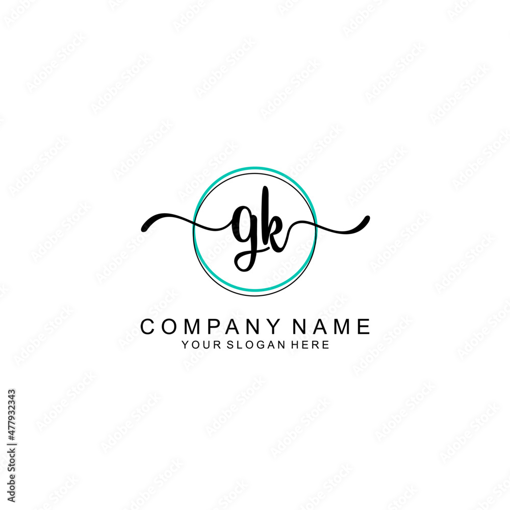 GK Initial handwriting logo with circle hand drawn template vector GK Initial handwriting logo with circle hand drawn template vector