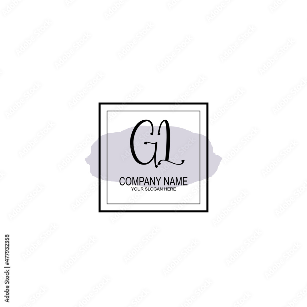 Letter GL minimalist wedding monogram vector