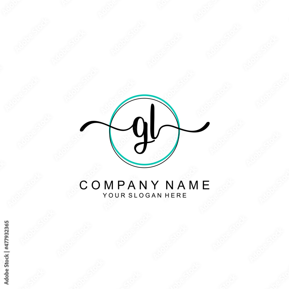 GL Initial handwriting logo with circle hand drawn template vector GL Initial handwriting logo with circle hand drawn template vector