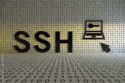 SSH concept text sunlight 3D illustration photo