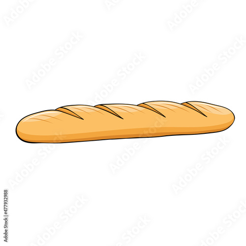 wheat french baguette hand drawn in cartoon style
