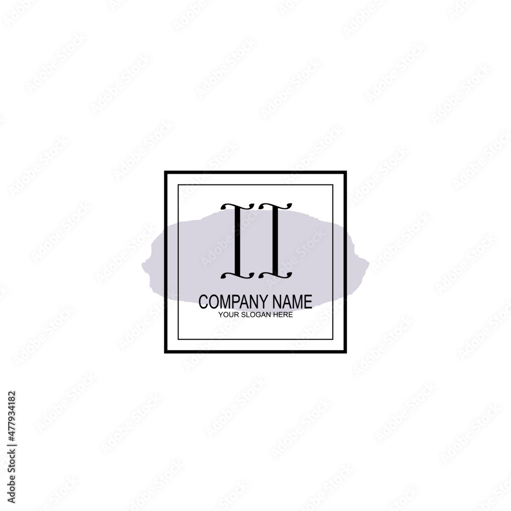 Letter II minimalist wedding monogram vector