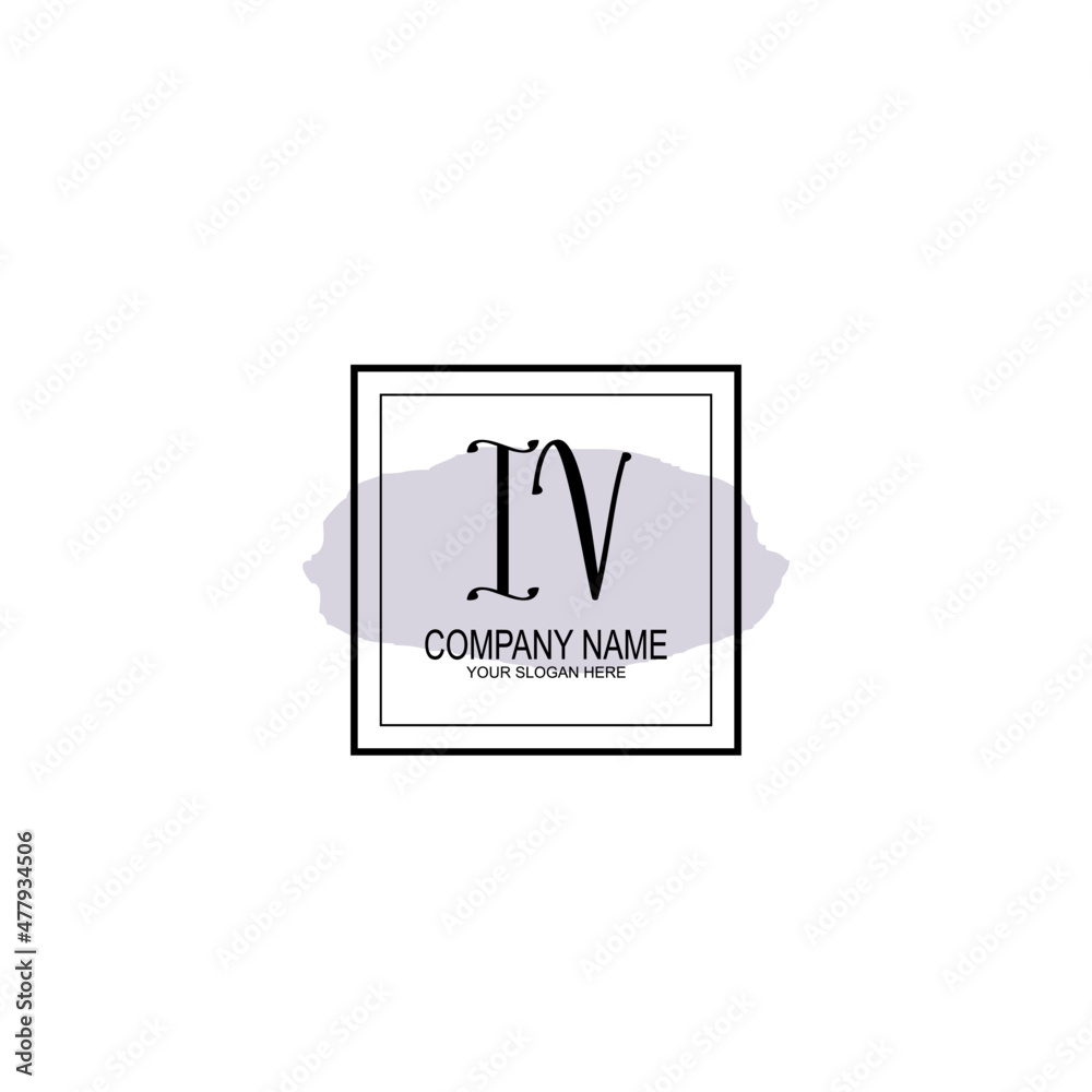 Letter IV minimalist wedding monogram vector