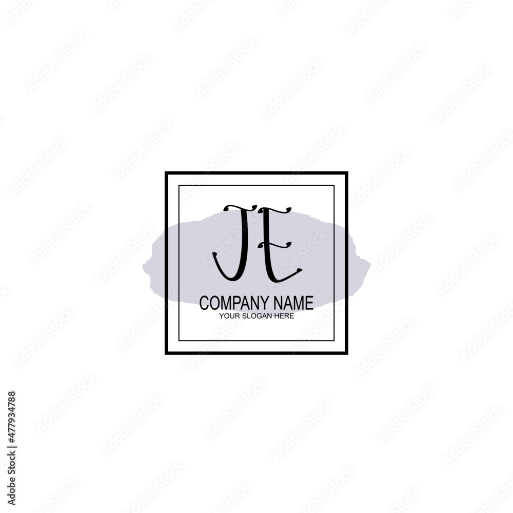 Letter JE minimalist wedding monogram vector