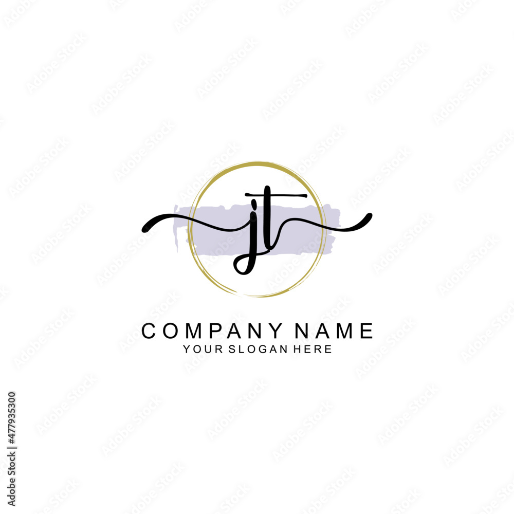 JT Initial handwriting logo with circle hand drawn template vector JT Initial handwriting logo with circle hand drawn template vector