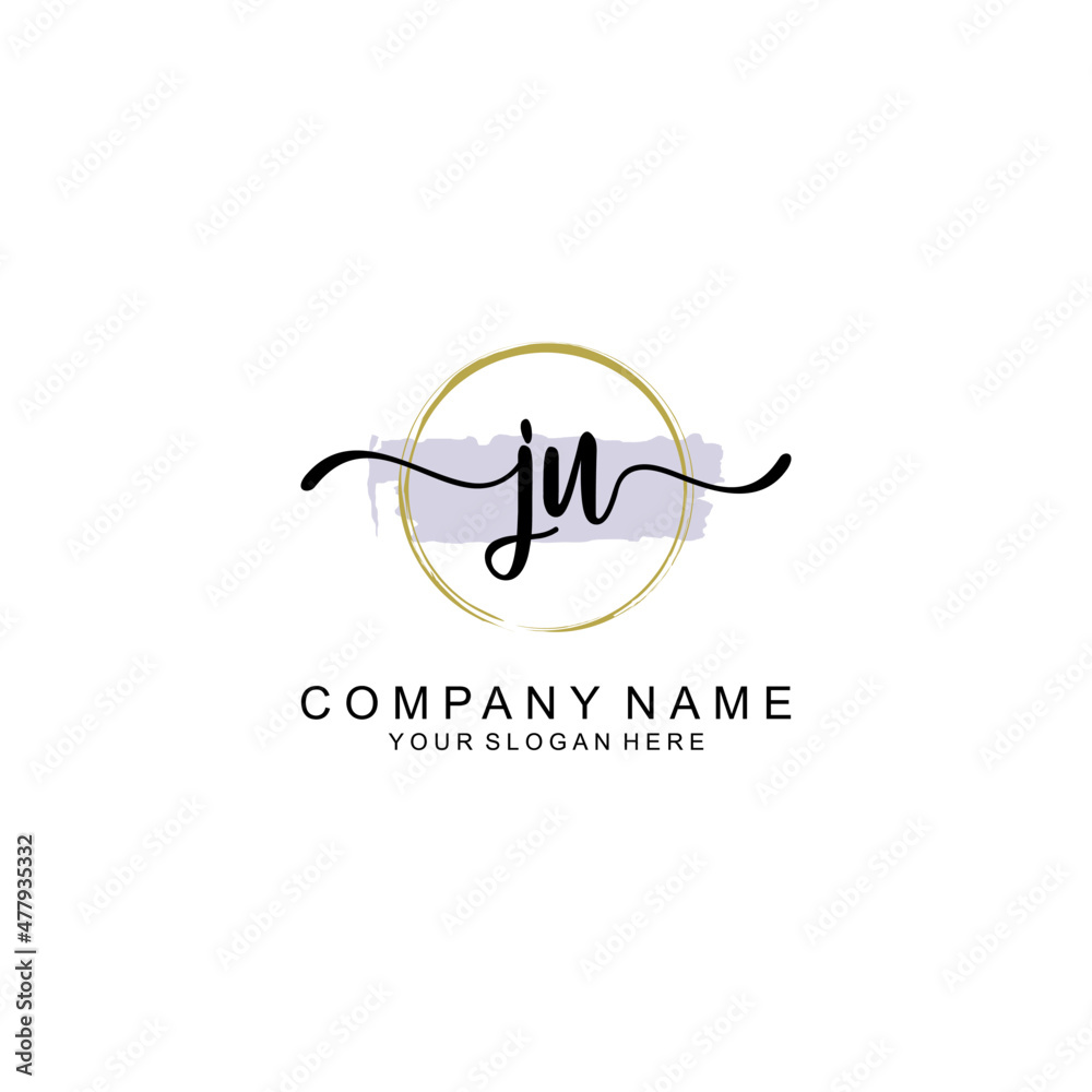 JU Initial handwriting logo with circle hand drawn template vector JU Initial handwriting logo with circle hand drawn template vector