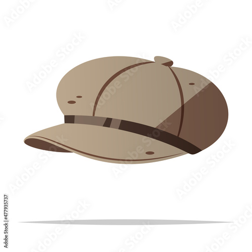 Vintage newsboy cap or baker boy hat vector isolated illustration