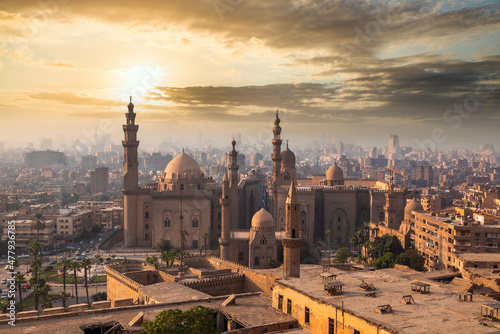 Canvas Print The Mosque-Madrasa of Sultan Hassan at sunset, Cairo Citadel, Egypt