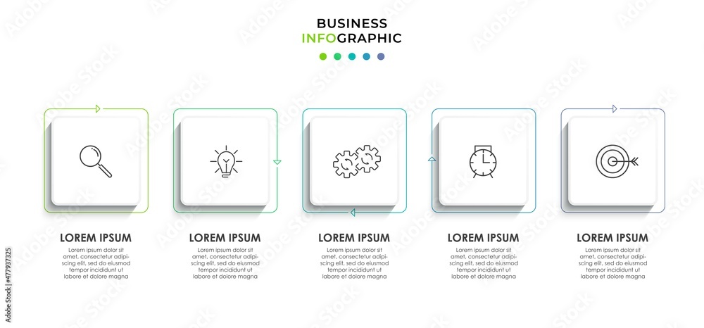 Vector Infographic design business template with icons and 5 options or steps. Can be used for process diagram, presentations, workflow layout, banner, flow chart, info graph Vector Infographic design business template with icons and 5 options or steps. Can be used for process diagram, presentations, workflow layout, banner, flow chart, info graph