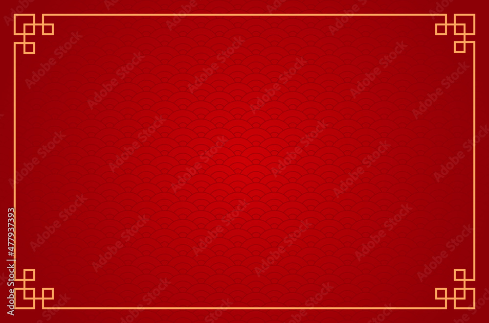 Chinese abstract pattern. Traditional Asian ornament on a red background. - obrazy, fototapety, plakaty 