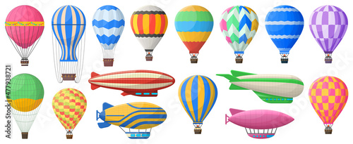 Fotografie, Obraz Hot air balloon, flying vintage aerostat and airships