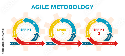 Obraz na płótnie Agile project management, development methodology infographic