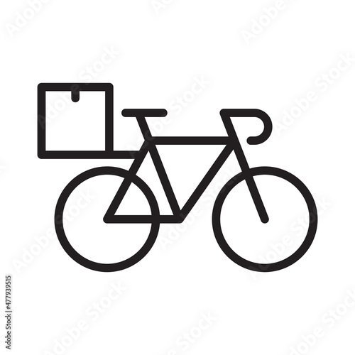 Delivery by bicycle icon, Shipping riding bike symbol, Pictogram flat design for apps and websites, Track and trace processing status, Vector illustration