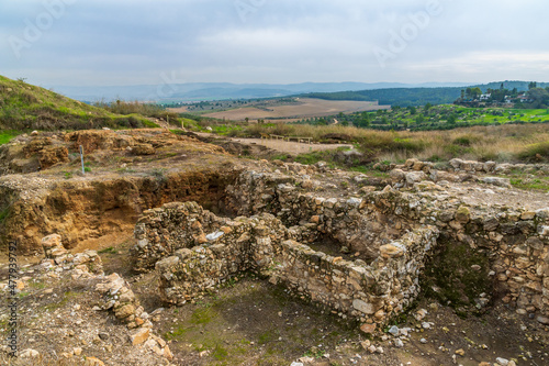 Ancient ruins, and countryside, in Tel Gezer National Park