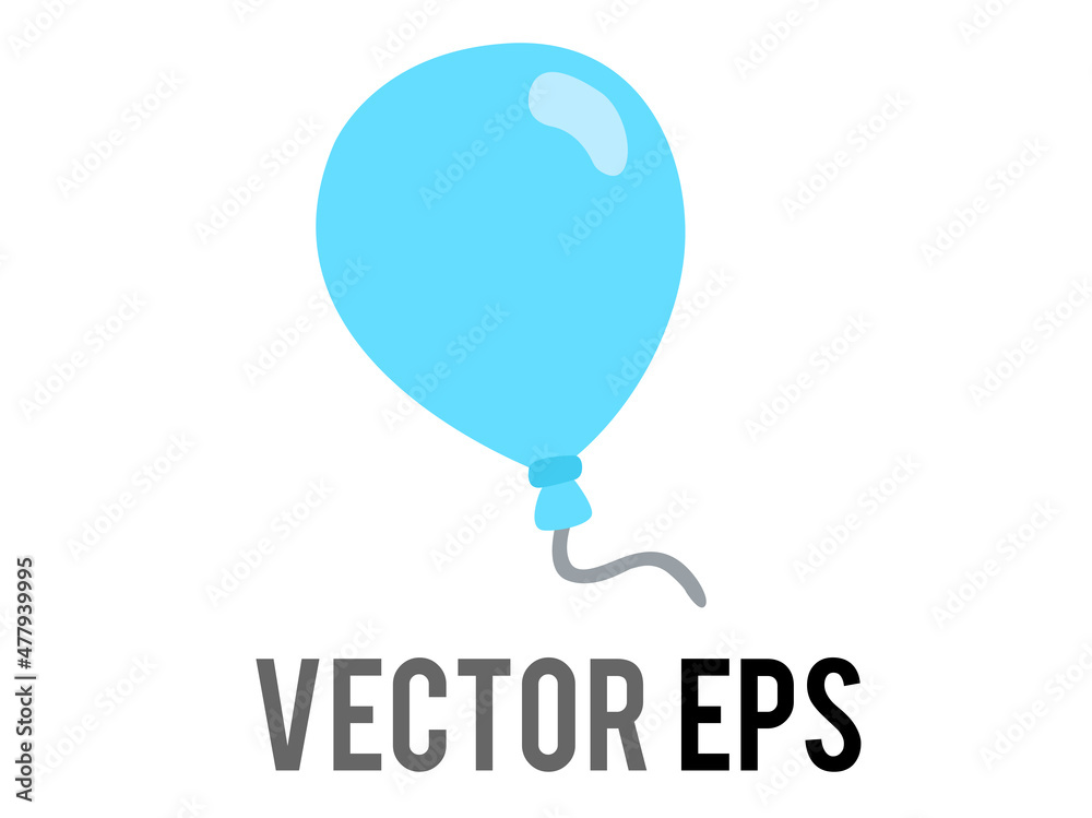 Vector blue air balloon on string icon, congratulations, celebration, happy birthday, Halloween party