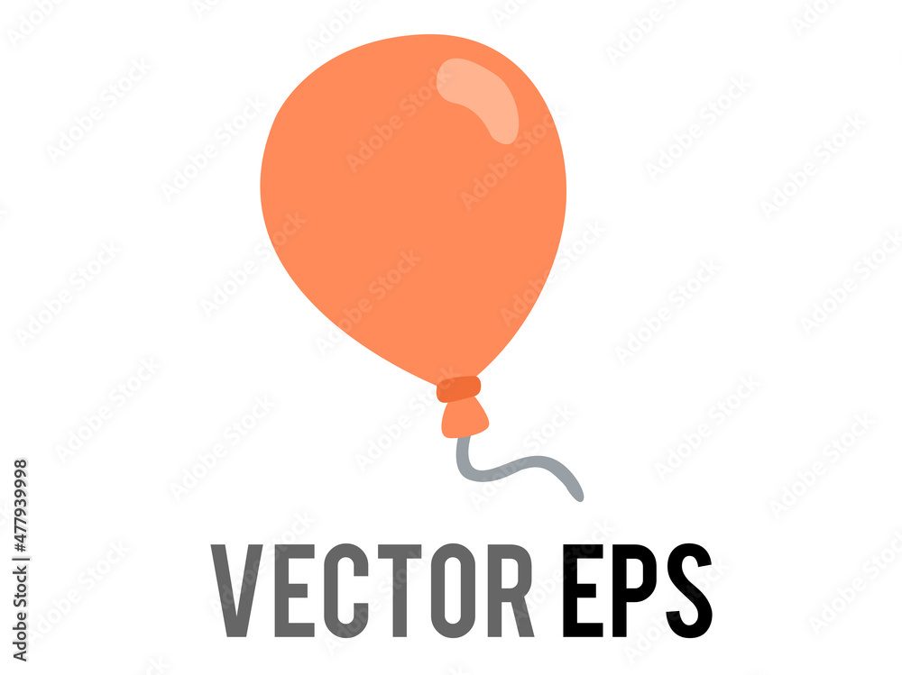 Vector orange air balloon on string icon, congratulations, celebration, happy birthday, Halloween party