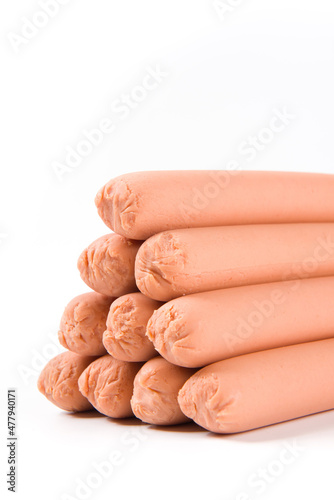 ham sausages isolated on white background.