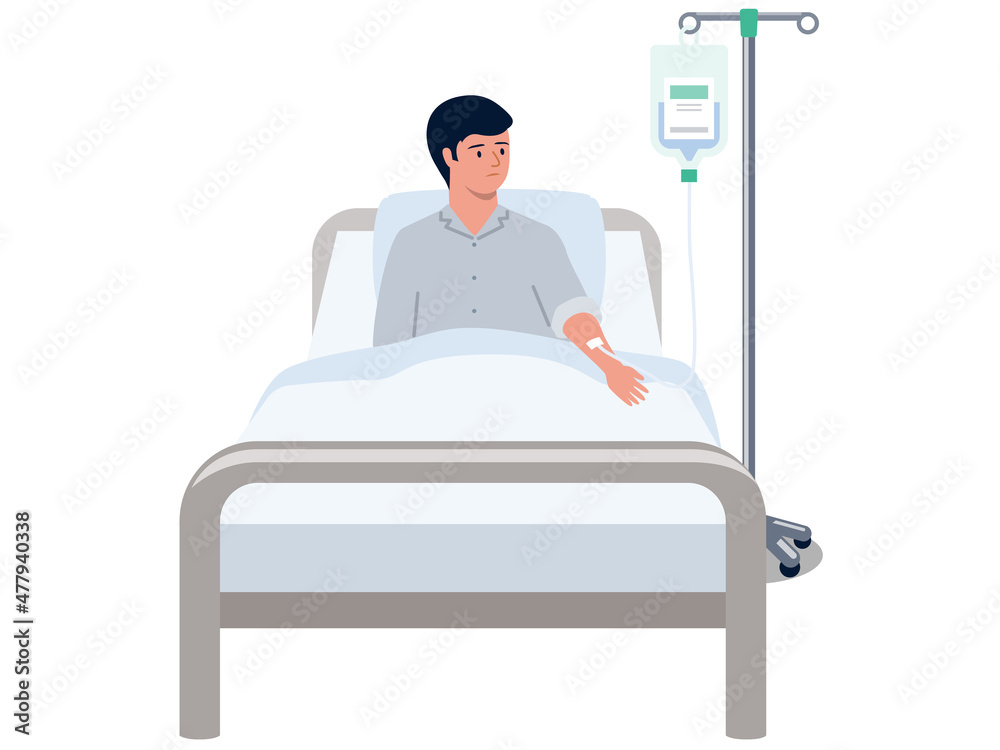 病気で入院して点滴を受ける男性のベクターイラスト Stock Vector Adobe Stock 病気で入院して点滴を受ける男性のベクターイラスト Stock Vector Adobe Stock