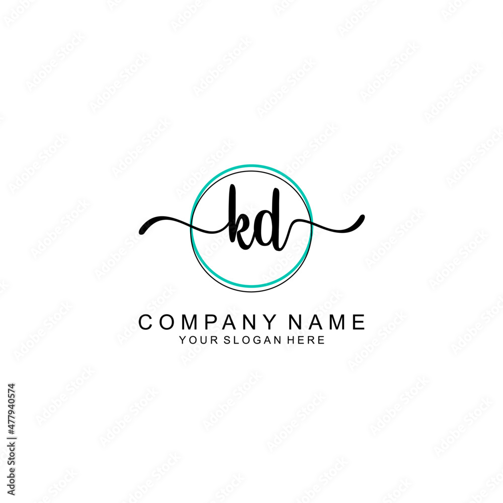 KD Initial handwriting logo with circle hand drawn template vector KD Initial handwriting logo with circle hand drawn template vector