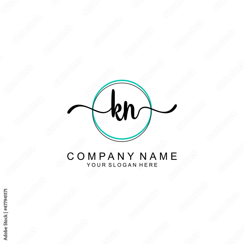 KN Initial handwriting logo with circle hand drawn template vector KN Initial handwriting logo with circle hand drawn template vector