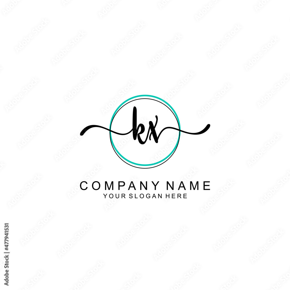 KX Initial handwriting logo with circle hand drawn template vector KX Initial handwriting logo with circle hand drawn template vector