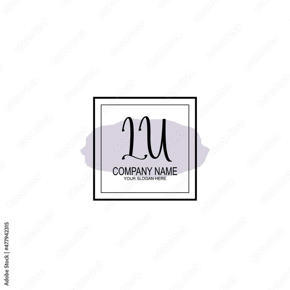 Letter LU minimalist wedding monogram vector