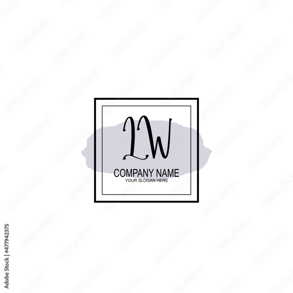 Letter LW minimalist wedding monogram vector