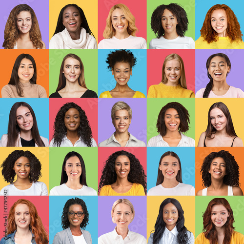 Collection of avatars of diverse beautiful women © Prostock-studio