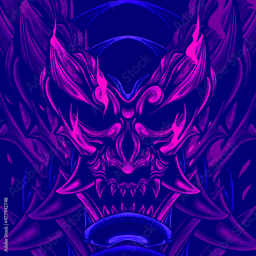 red devil face mask illustration

