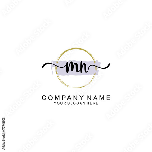 Letter MN minimalist wedding monogram vector