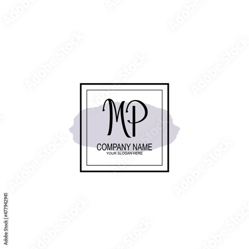 Letter MP minimalist wedding monogram vector