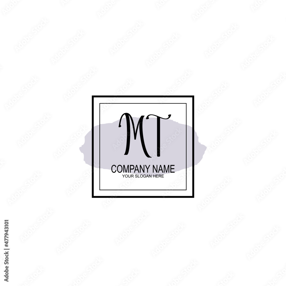 Letter MT minimalist wedding monogram vector