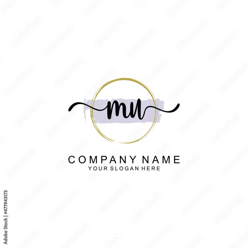 Letter MU minimalist wedding monogram vector Letter MU minimalist wedding monogram vector