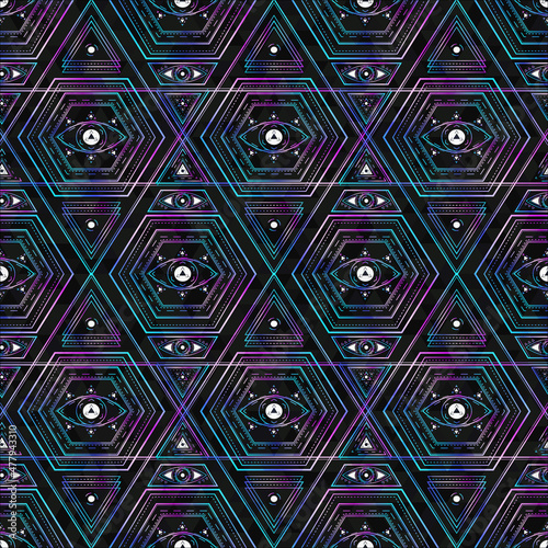Neon magic seamless texture.