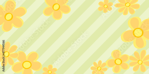 オレンジ色の花柄の背景イラスト