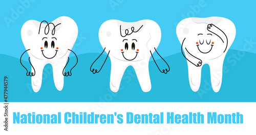 Children's Dental Health Awareness Month in February concept vector. National Dental Hygiene Month, week, day.