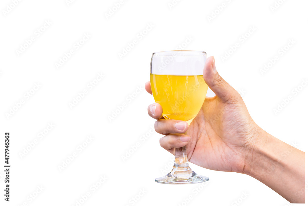 hand holding grape juice in a glass , healthy juice on white background. hand holding grape juice in a glass , healthy juice on white background.