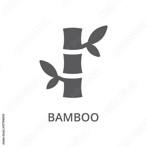 Bamboo glyph black vector icon. Simple bamboo with leaves filled symbol.