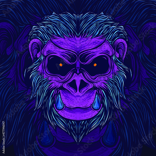 monkey monster face artwork illustration 