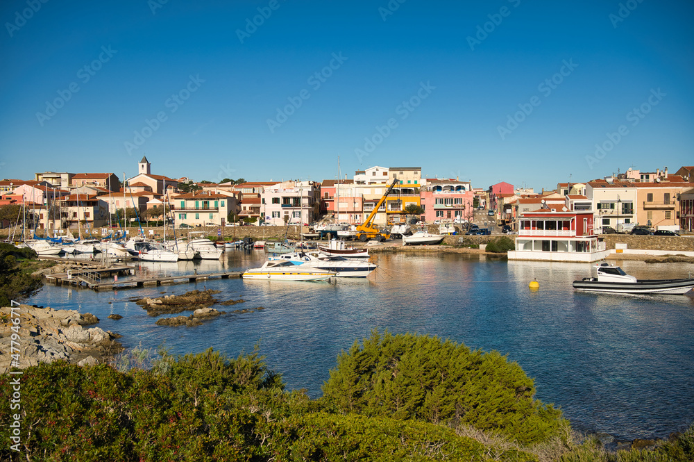 Small harbor in Stintino Town world famous for its beach La Pelosa