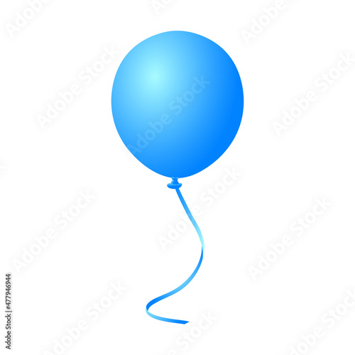 blue gradient balloon with ribbon cartoon vector illustration isolated object