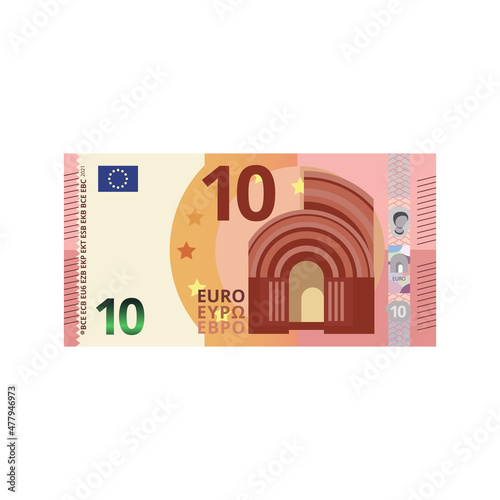 10 Euro money banknote cartoon vector illustration isolated object