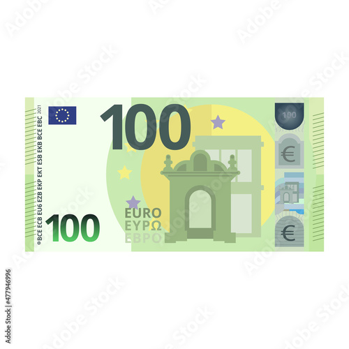 100 Euro money banknote cartoon vector illustration isolated object © BabyQ