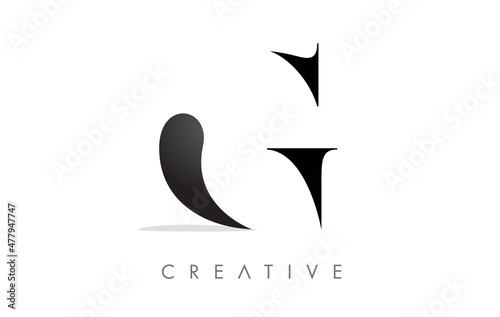 G Serif Letter Logo with Minimalist Design in Black and White Vector
