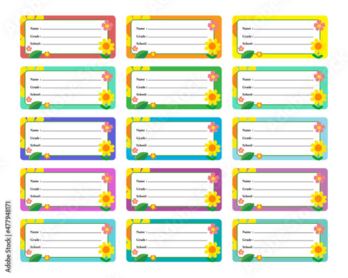 Name tags, name cards for kids, school name tags
